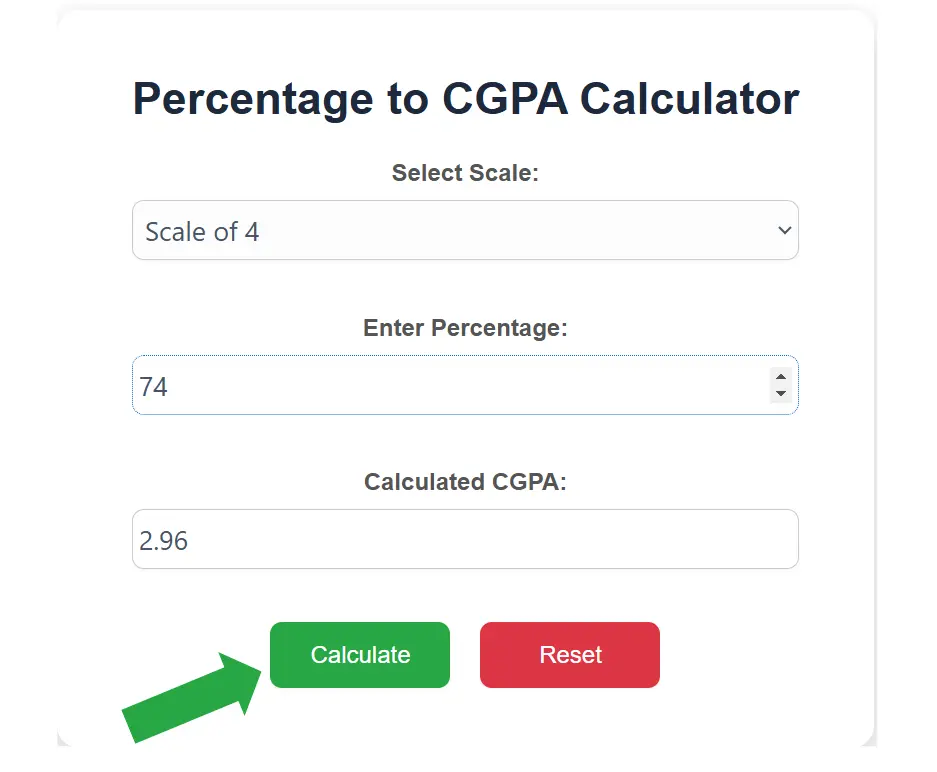Percentage to CGPA Calculator step 3